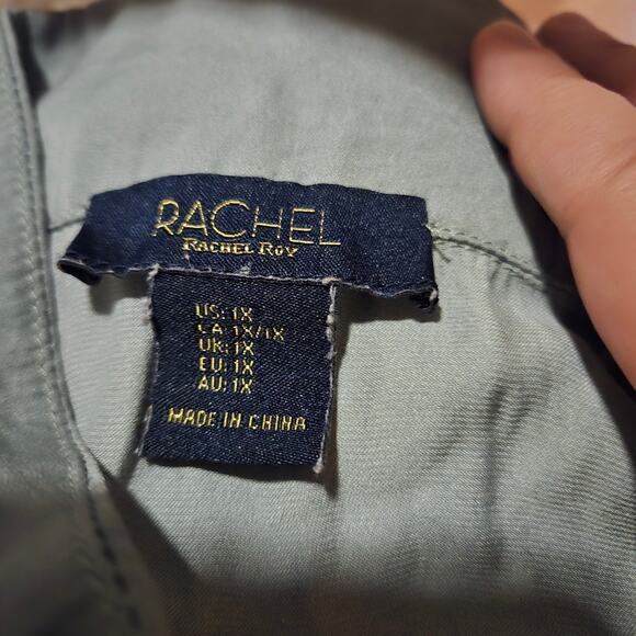 Rachel Rachel Roy Sage Green Button Down Blouse Women’s 1X Long Sleeve Top - Picture 3 of 10